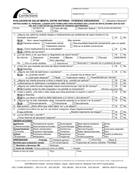 Document preview: Formulario DOC13-349S Evaluacion De Salud Mental Entre Sistemas/Viviendas Aseguradas - Washington (Spanish)