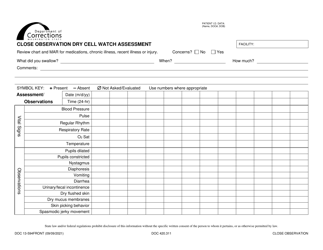 Document preview: Form DOC13-594 Close Observation Dry Cell Watch Assessment - Washington
