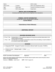 Form DOC14-196 Reentry Community Services Program Summary and Committee Decision - Washington, Page 2