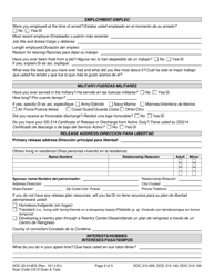 Form DOC20-414ES Intake Questionnaire - Washington (English/Spanish), Page 2