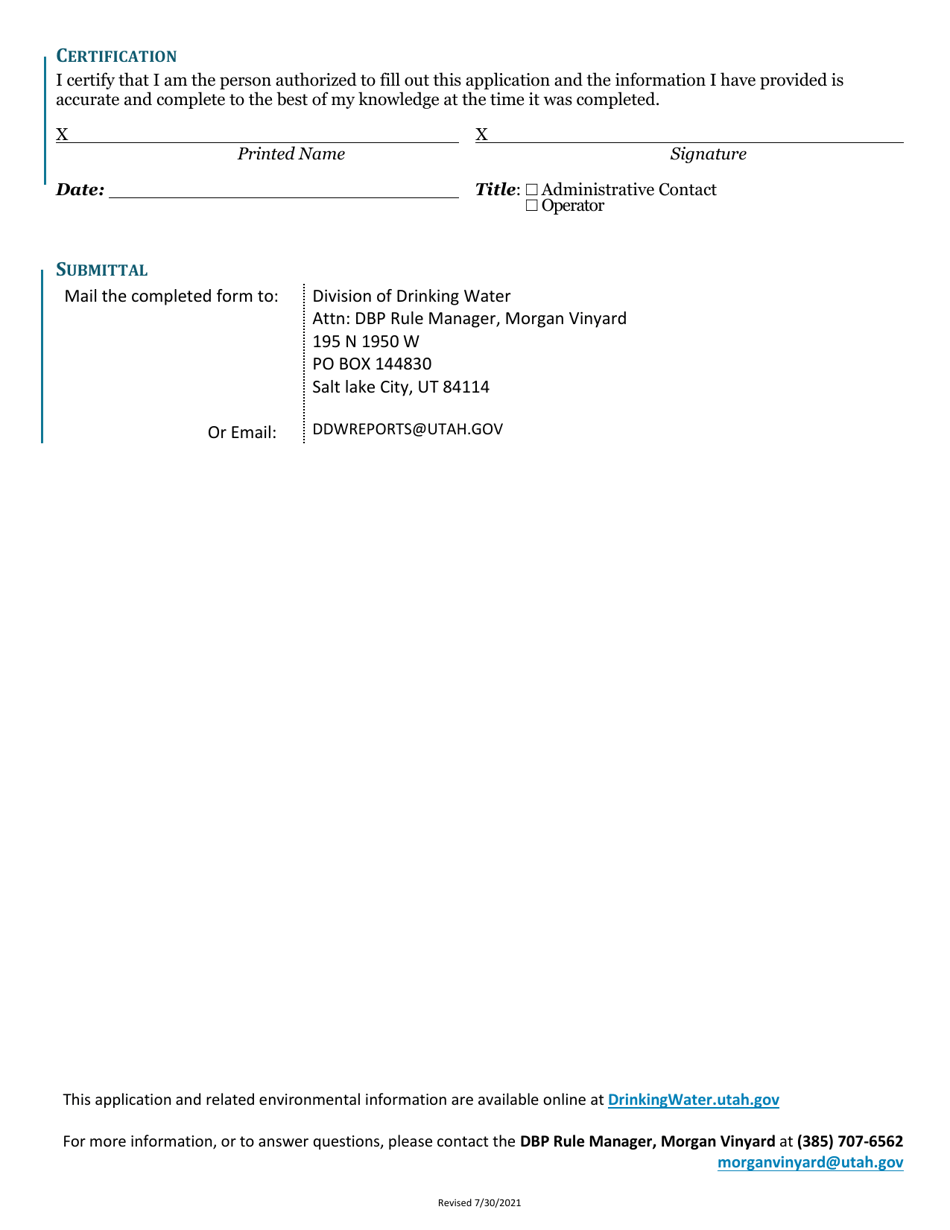 Stage 2 Disinfectant Byproduct (Dbp) Sampling Plan - Utah, Page 2
