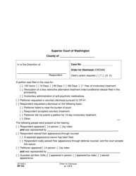 Form MP450 Order for Dismissal (Ordsm) - Washington