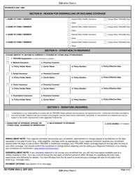 DD Form 3043-3 TRICARE Select Enrollment, Disenrollment, and Change Form (Overseas), Page 3