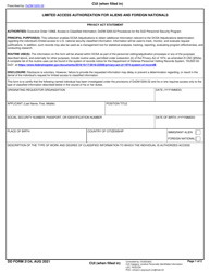 DD Form 3134 Limited Access Authorization for Aliens and Foreign Nationals