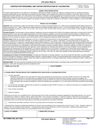 Document preview: DD Form 3150 Contractor Personnel and Visitor Certification of Vaccination