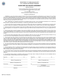 CBP Form I-760 &quot;Guam - CNMI Visa Waiver Agreement&quot;