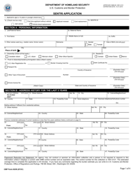 Document preview: CBP Form 823S Sentri Application