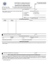 CBP Form 4455 &quot;Certificate of Registration&quot;