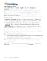 Document preview: Form BR.01.01.F5 License to Drive and Driving Experience Statement - Washington