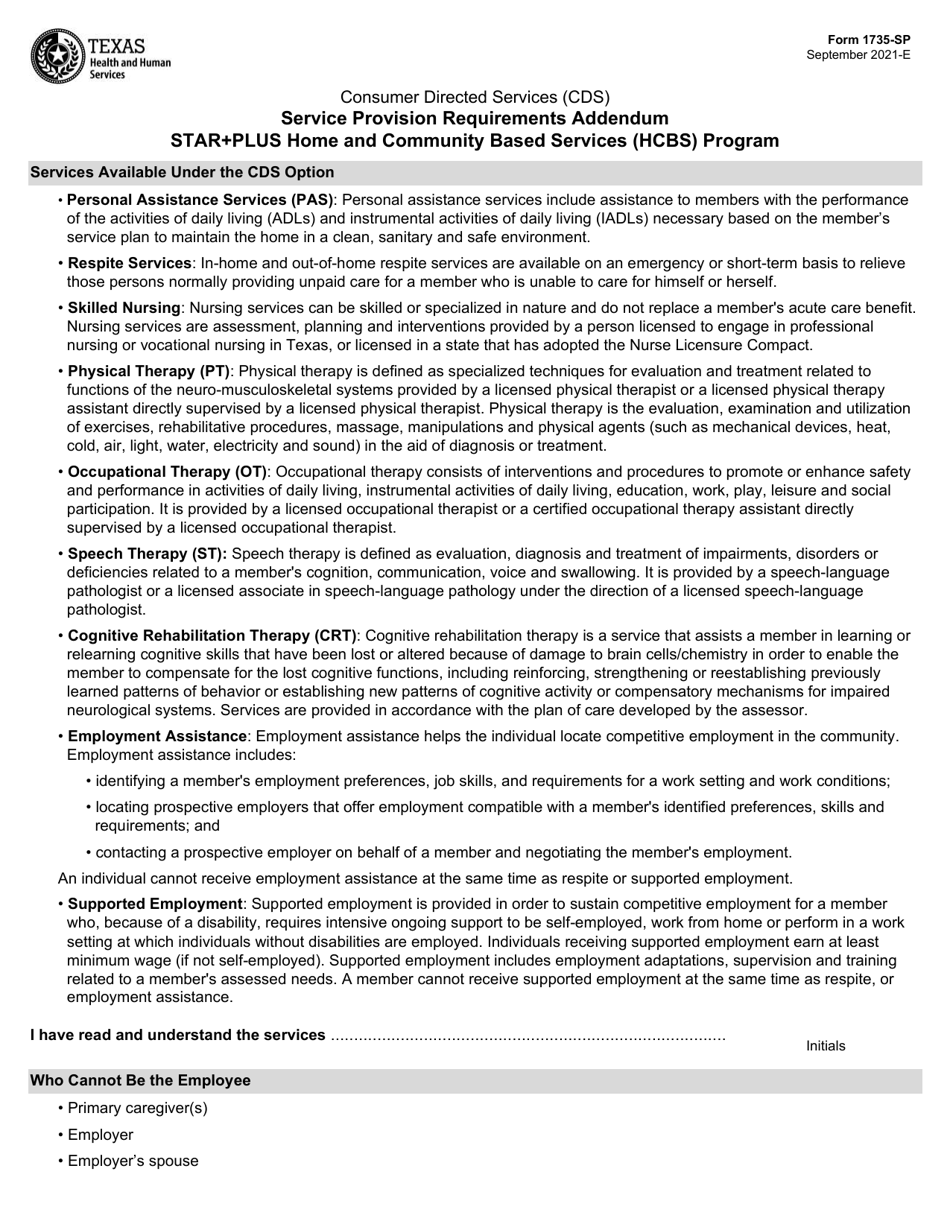 Form 1735-SP Download Fillable PDF or Fill Online Service Provision ...