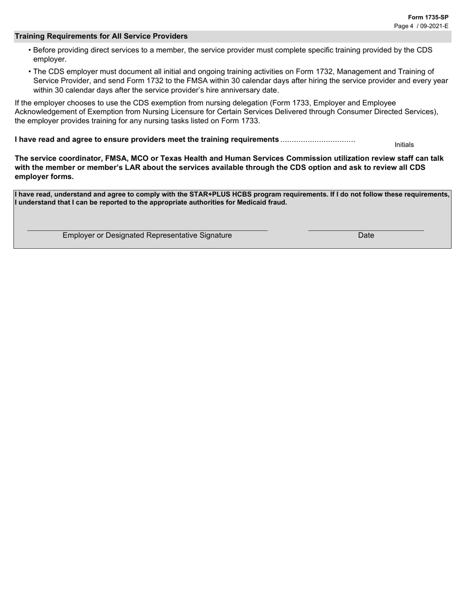 Form 1735SP Download Fillable PDF or Fill Online Service Provision