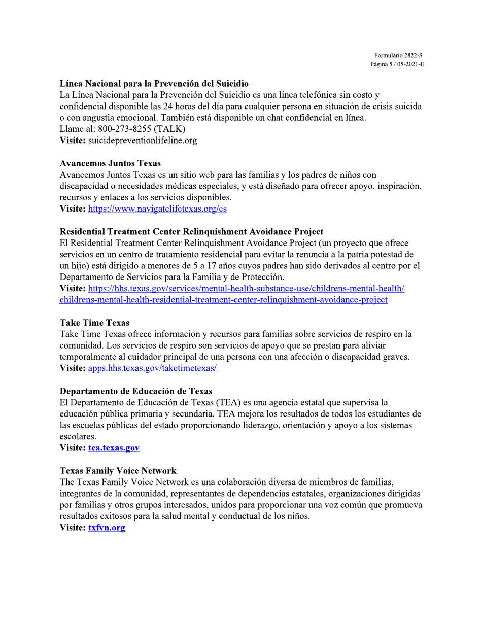 Formulario 2822-S Notification of Change in Rtc Project Case Status - Texas (Spanish), Page 5