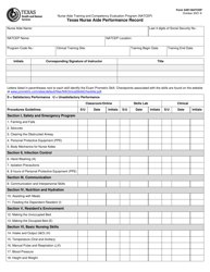 Document preview: Form 5497-NATCEP Texas Nurse Aide Performance Record - Texas
