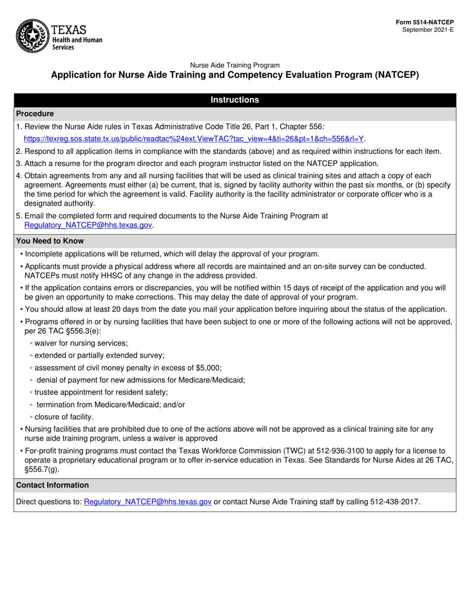 Form 5514-NATCEP Download Fillable PDF Or Fill Online Application For ...