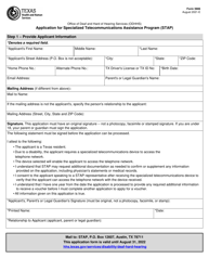 Form 3906 Application for Specialized Telecommunications Assistance Program (Stap) - Texas