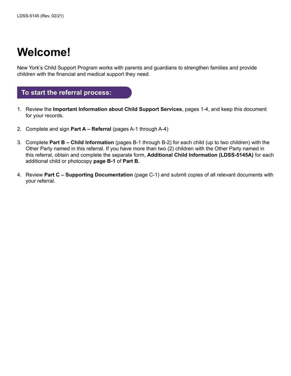 Form LDSS-5145 Referral for Child Support Services - New York, Page 2