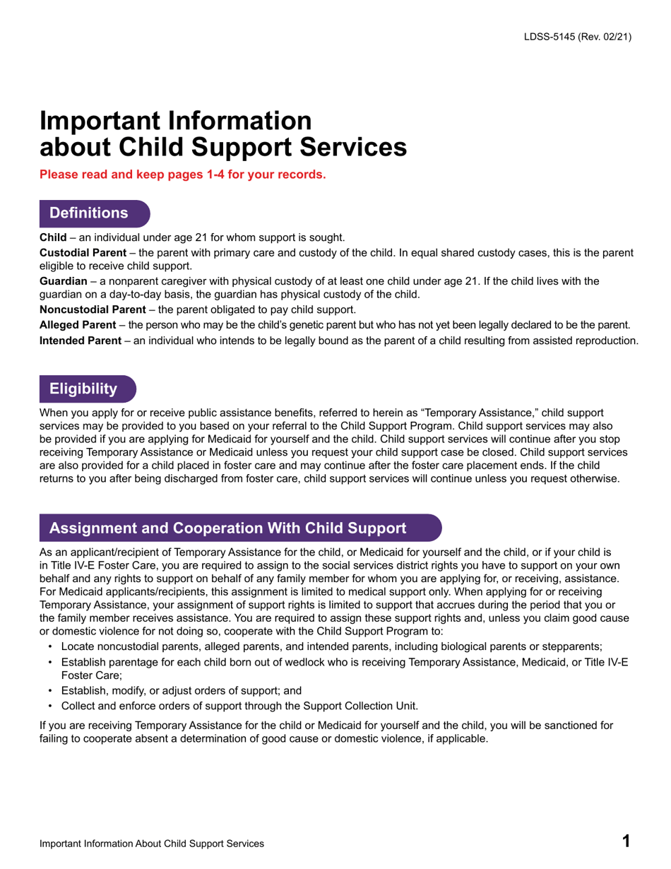 Form LDSS-5145 Referral for Child Support Services - New York, Page 3