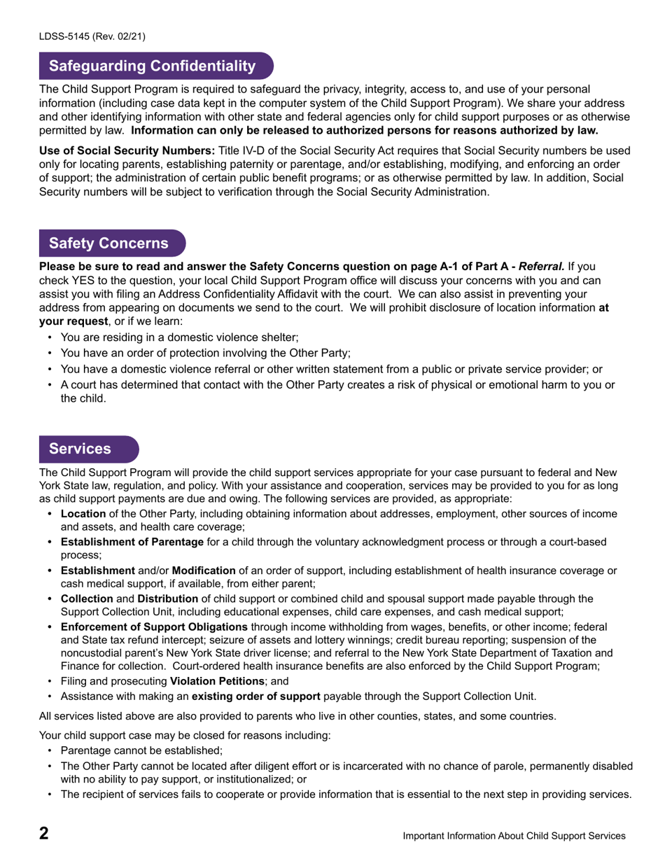 Form LDSS-5145 Referral for Child Support Services - New York, Page 4