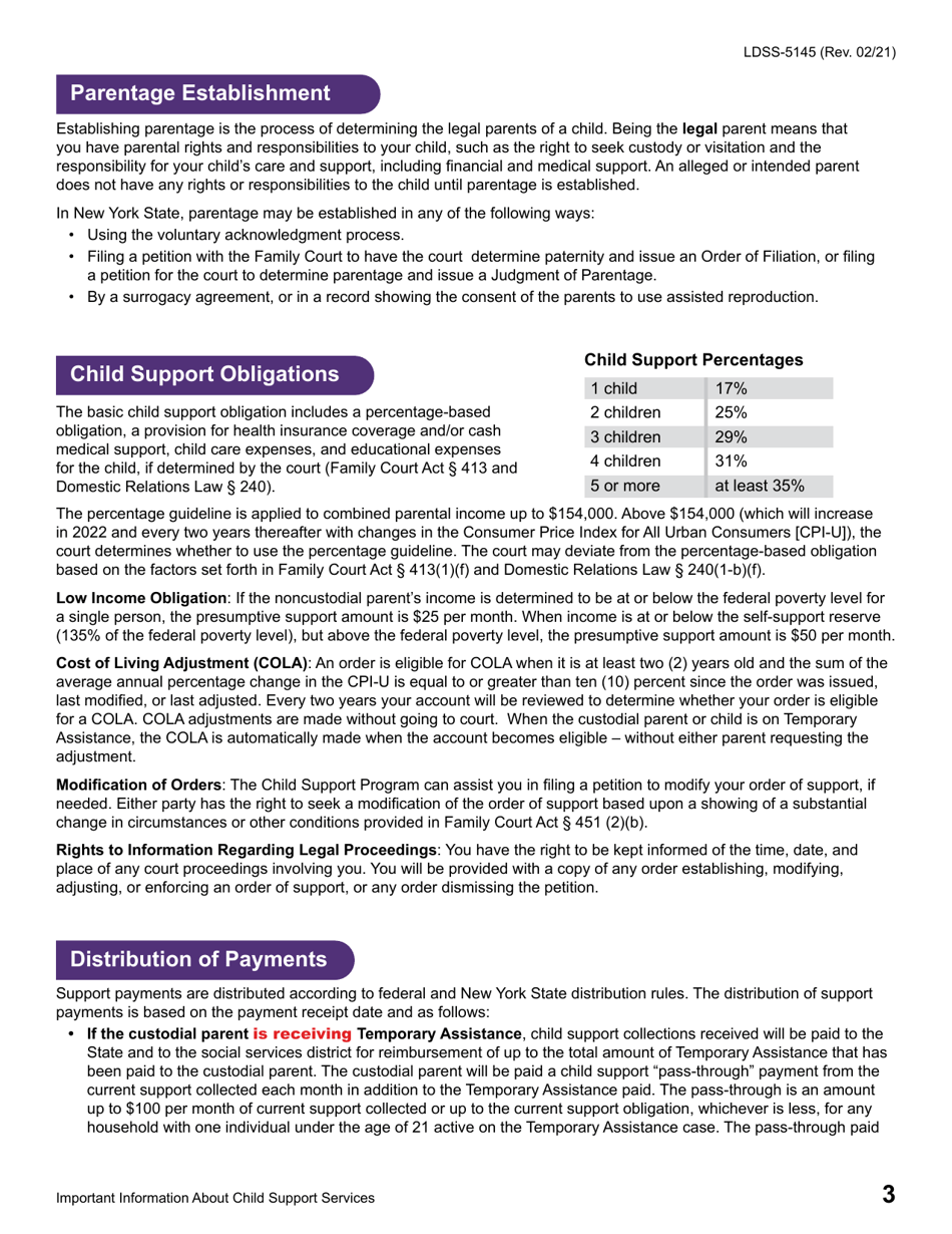 Form LDSS-5145 Referral for Child Support Services - New York, Page 5