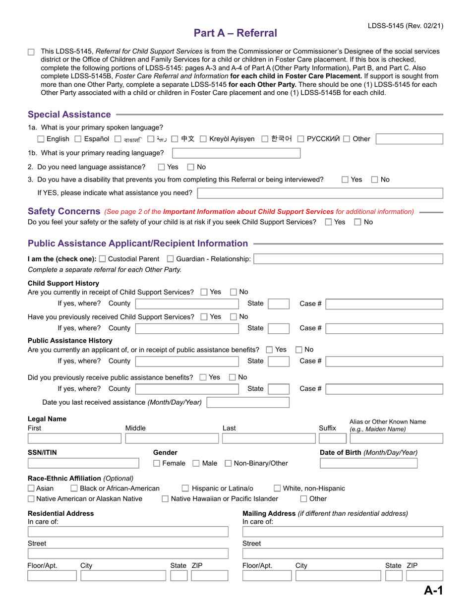 Form LDSS-5145 Referral for Child Support Services - New York, Page 7