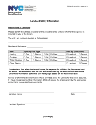 Form DSS-8Q Landlord Utility Information - New York City