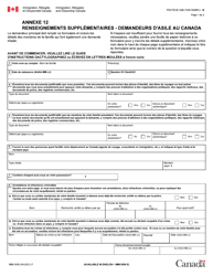 Document preview: Forme IMM0008 Agenda 12 Renseignements Supplementaires - Demandeurs D'asile Au Canada - Canada (French)