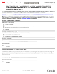 Document preview: Forme IRM0004 Confirmation De L'admissibilite Au Remplacement Sans Frais D'un Document Prenant Acte De La Reprise D'un Nom Au Titre De L'appel a L'action 17 - Canada (French)