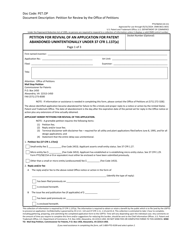 Form PTO/SB/64 &quot;Petition for Revival of an Application for Patent Abandoned Unintentionally Under 37 Cfr 1.137(A)&quot;