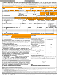 Document preview: AE Form 190-1AA Application for Motor Vehicle Registration or Renewal and Allied Transactions