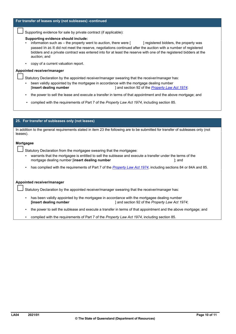 Form LA04 Part B Approval to Transfer Application - Queensland, Australia, Page 10