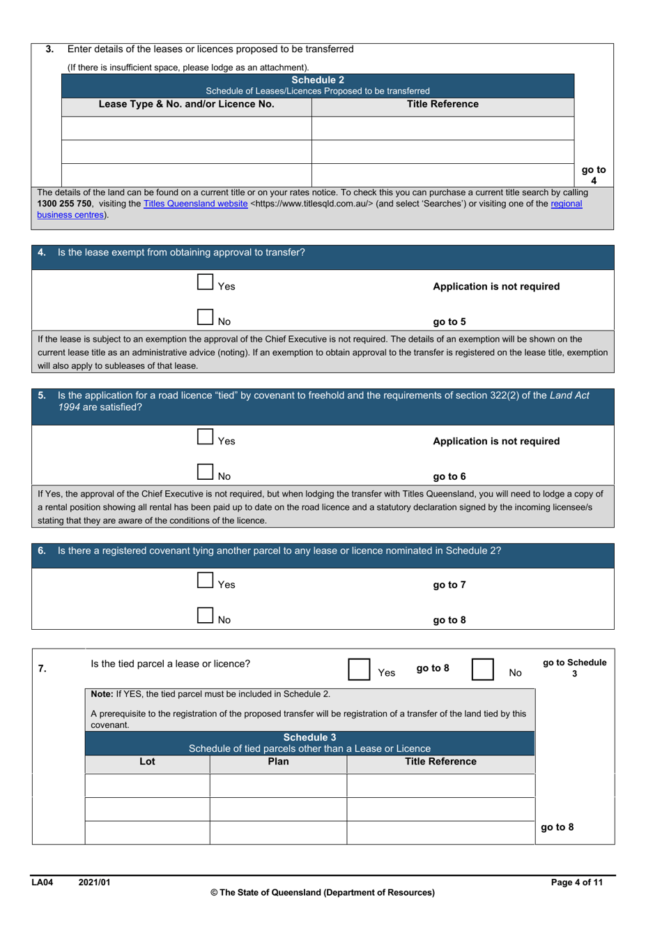 Form LA04 Part B Approval to Transfer Application - Queensland, Australia, Page 4