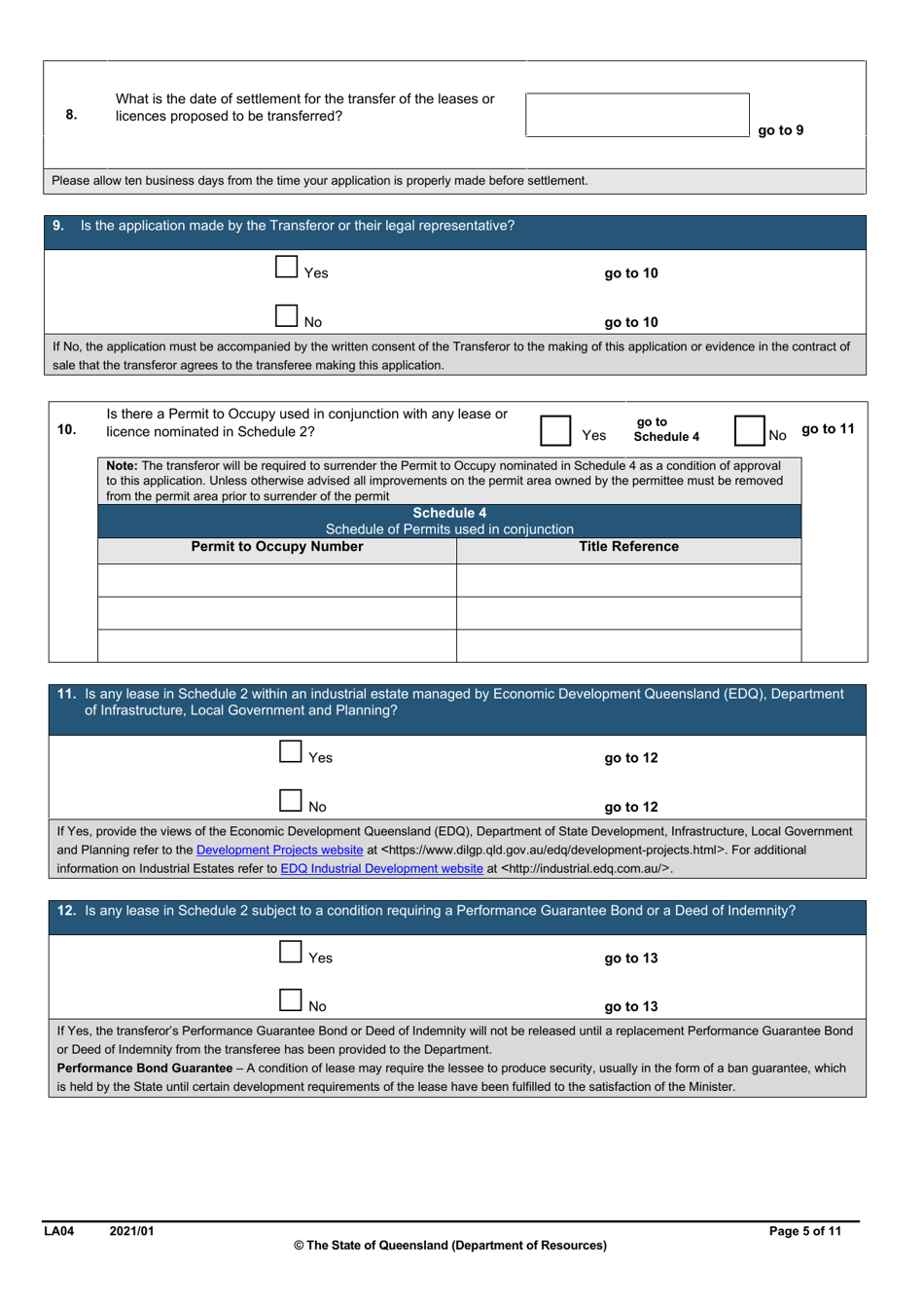 Form LA04 Part B Approval to Transfer Application - Queensland, Australia, Page 5