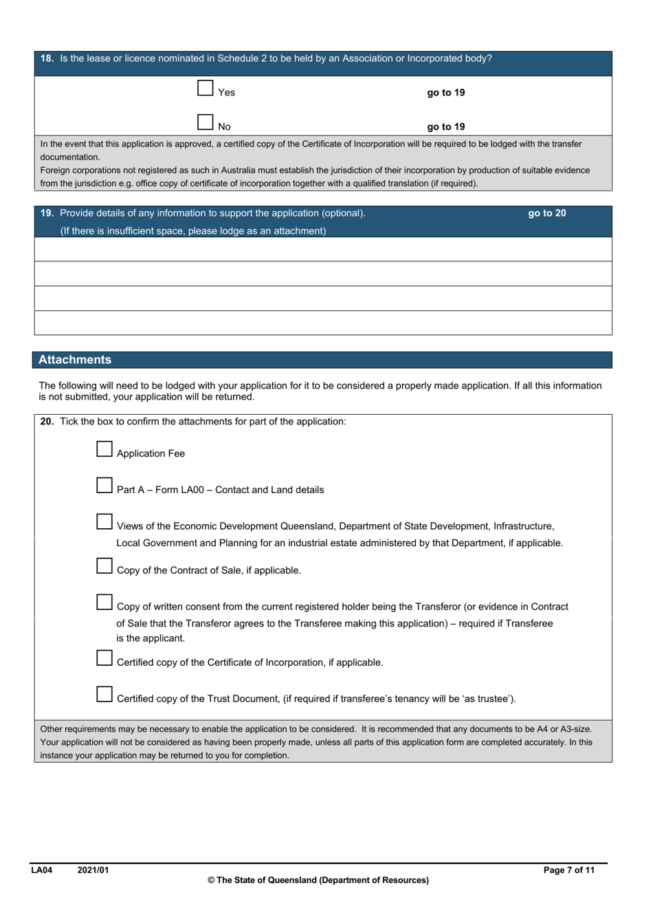 Form LA04 Part B Approval to Transfer Application - Queensland, Australia, Page 7