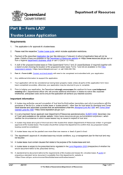 Document preview: Form LA27 Part B Trustee Lease Application - Queensland, Australia