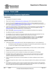 Form LA28 Part B Approval of a Sublease Application - Queensland, Australia
