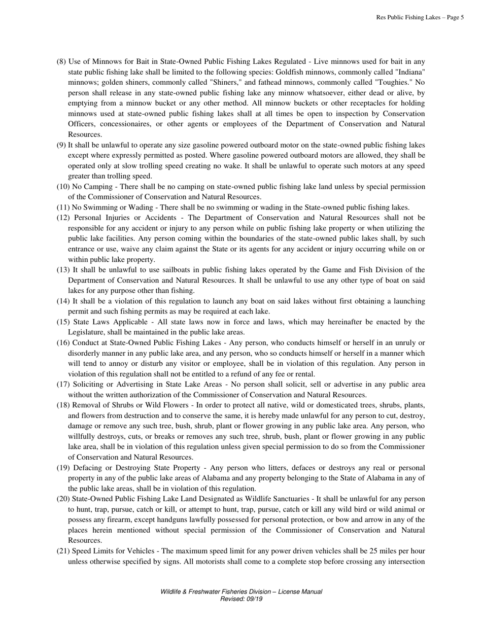Public Fishing Lakes License - Resident - Alabama, Page 6