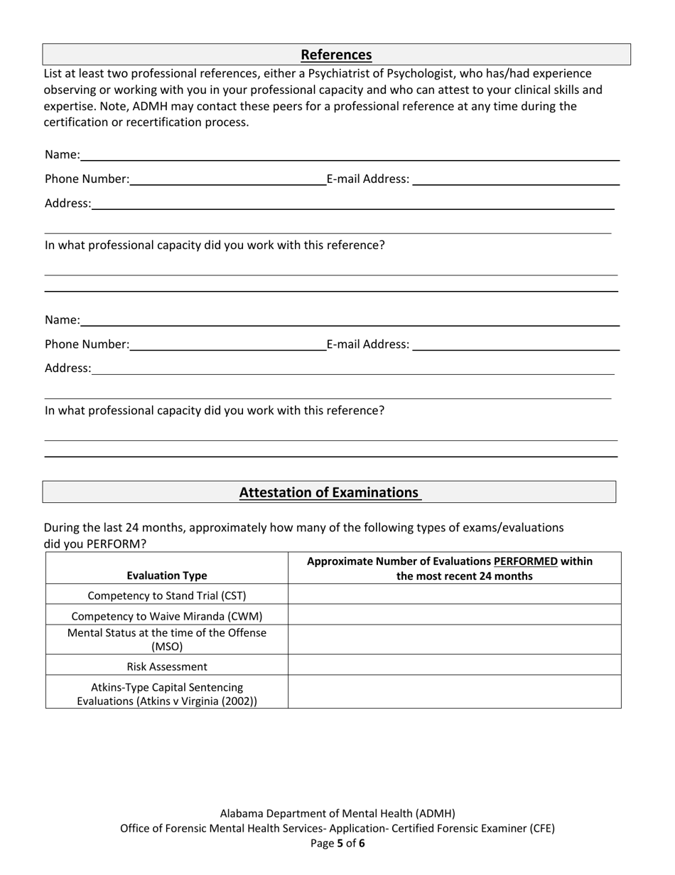 Alabama Certified Forensic Examiner (Cfe) Application - Fill Out, Sign ...