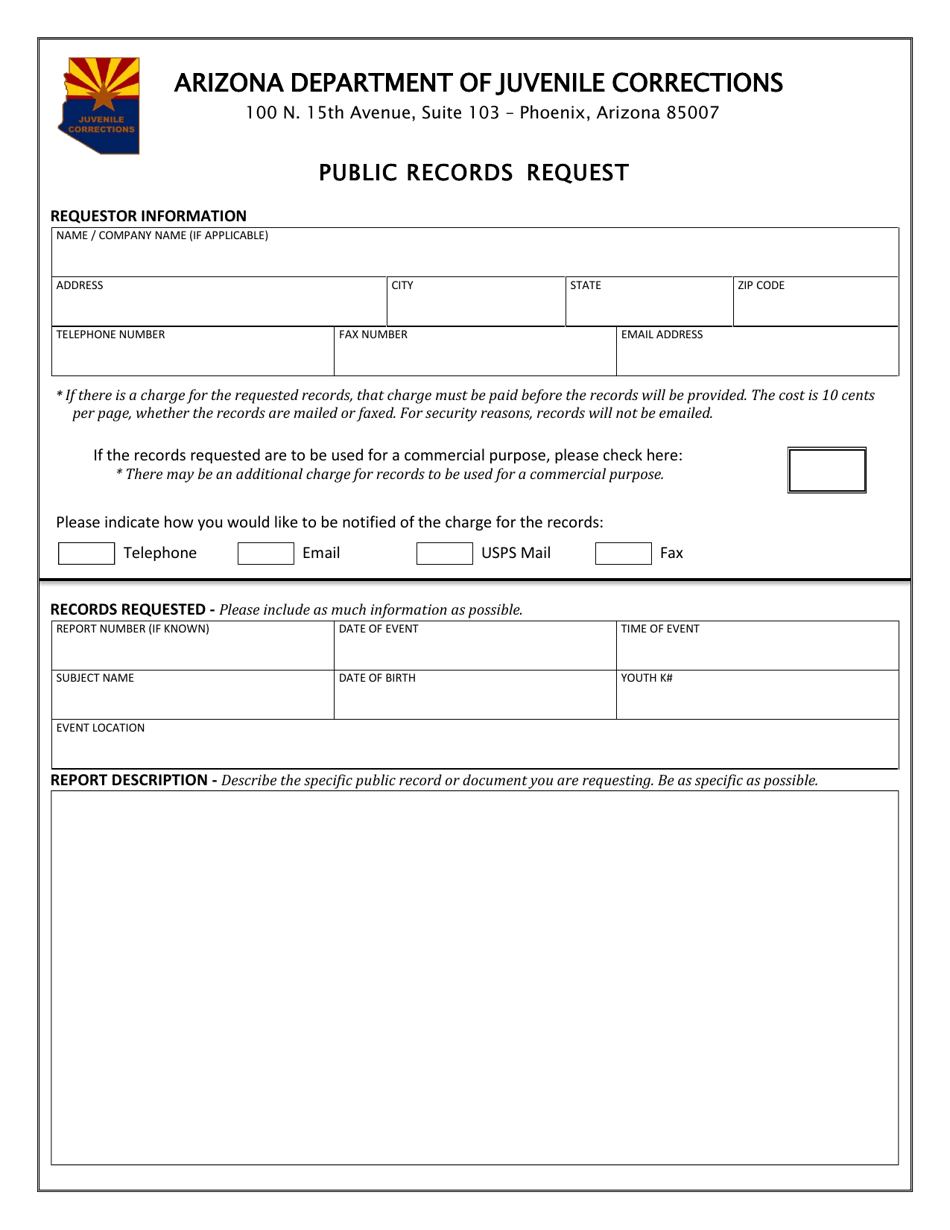 Public Records Request - Arizona, Page 1