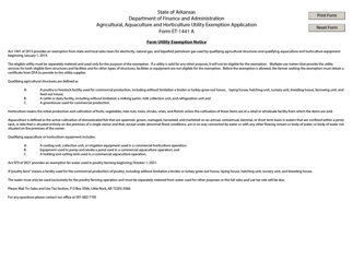 Document preview: Form ET-1441 A Farm Utility Exemption Application - Arkansas