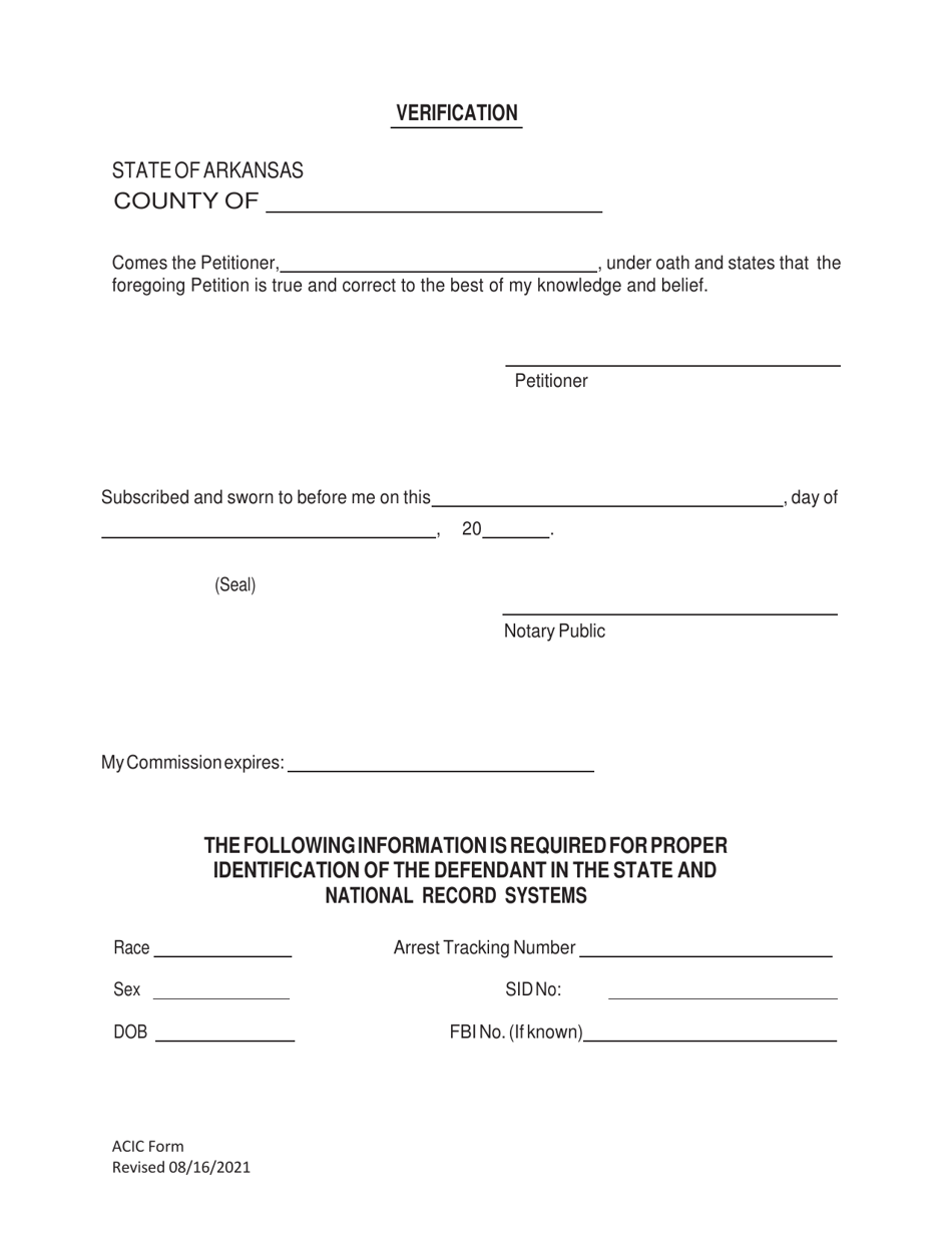 Petition to Seal Felony Under Act 1460 of 2013 - Arkansas, Page 3