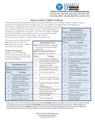 Document preview: Arkansas Infant Toddler Certificate Application - Arkansas
