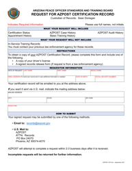 AZPOST Form CR &quot;Request for Azpost Certification Record&quot; - Arizona