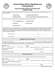 AZPOST Form PC &quot;Peace Officer Physical Aptitude Test Consent Form&quot; - Arizona