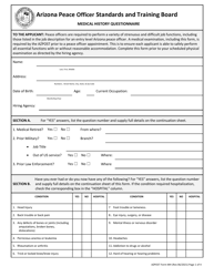 AZPOST Form MH Medical History Questionnaire - Arizona