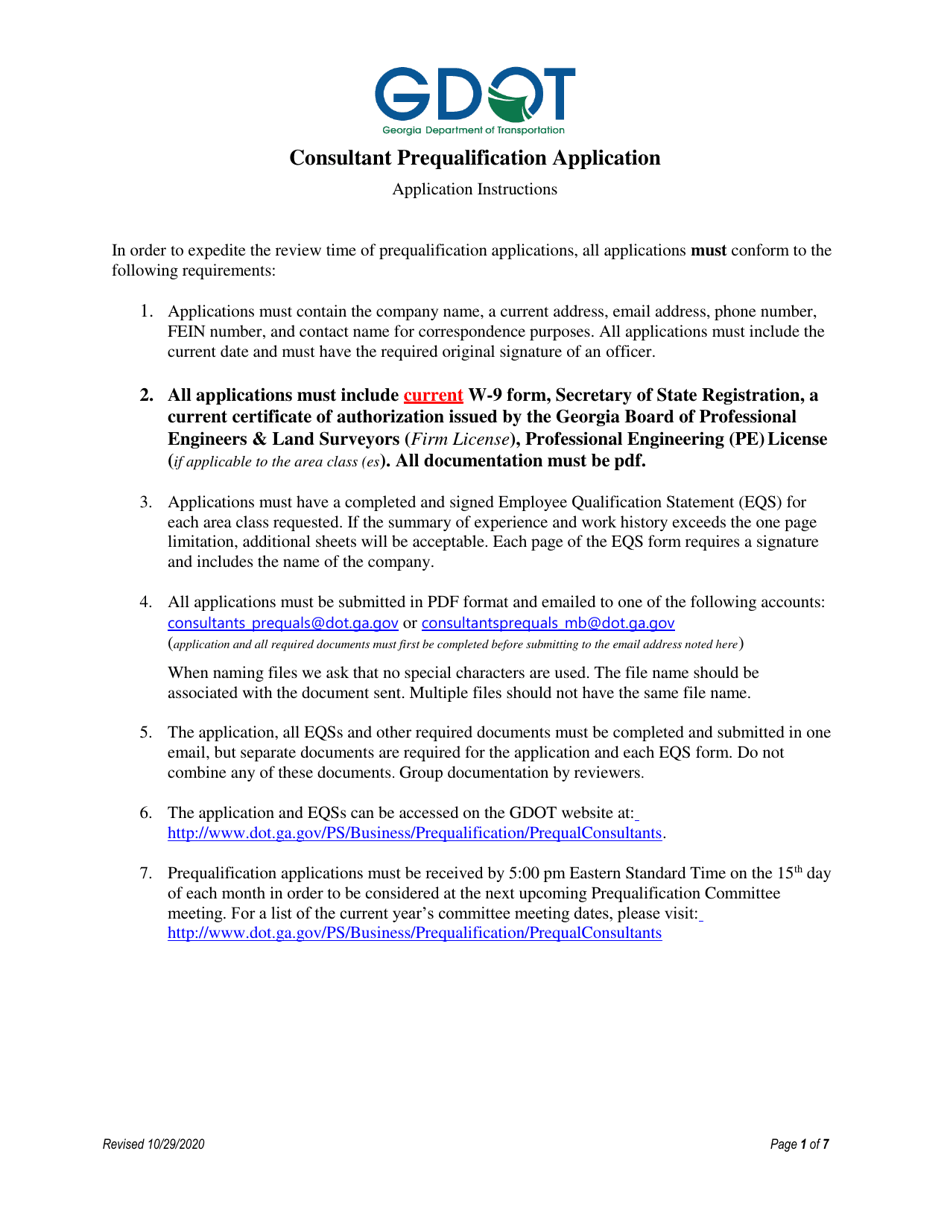 Professional Consultant Qualification Application - Georgia (United States), Page 1