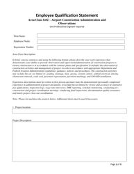 Employee Qualification Statement - Area Class 8.02 - Airport Construction Administration and Observations - Georgia (United States)