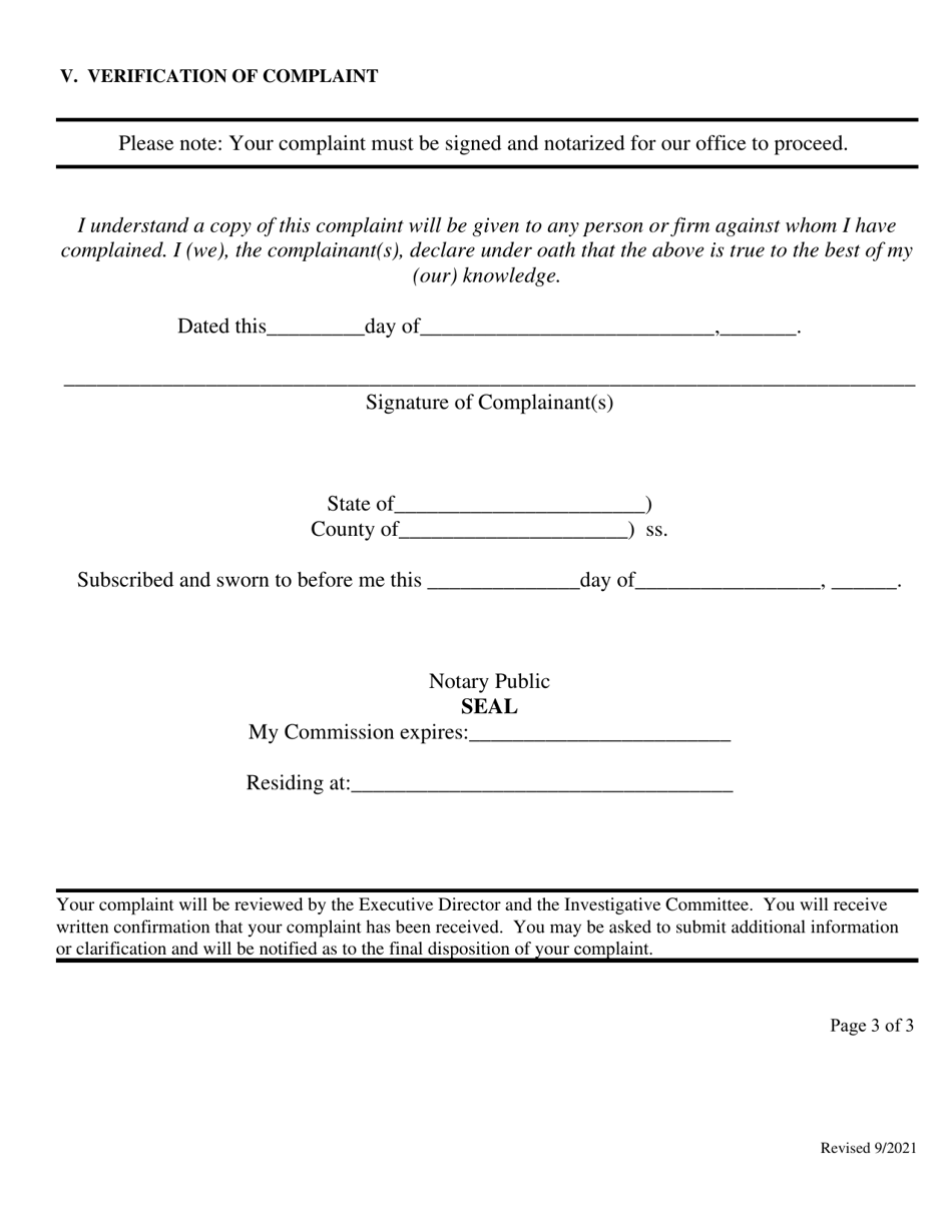 Verified Complaint Form - Idaho, Page 3