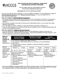 Form DE-103 &quot;Application for Ahcccs Health Insurance and Medicare Savings Programs&quot; - Arizona