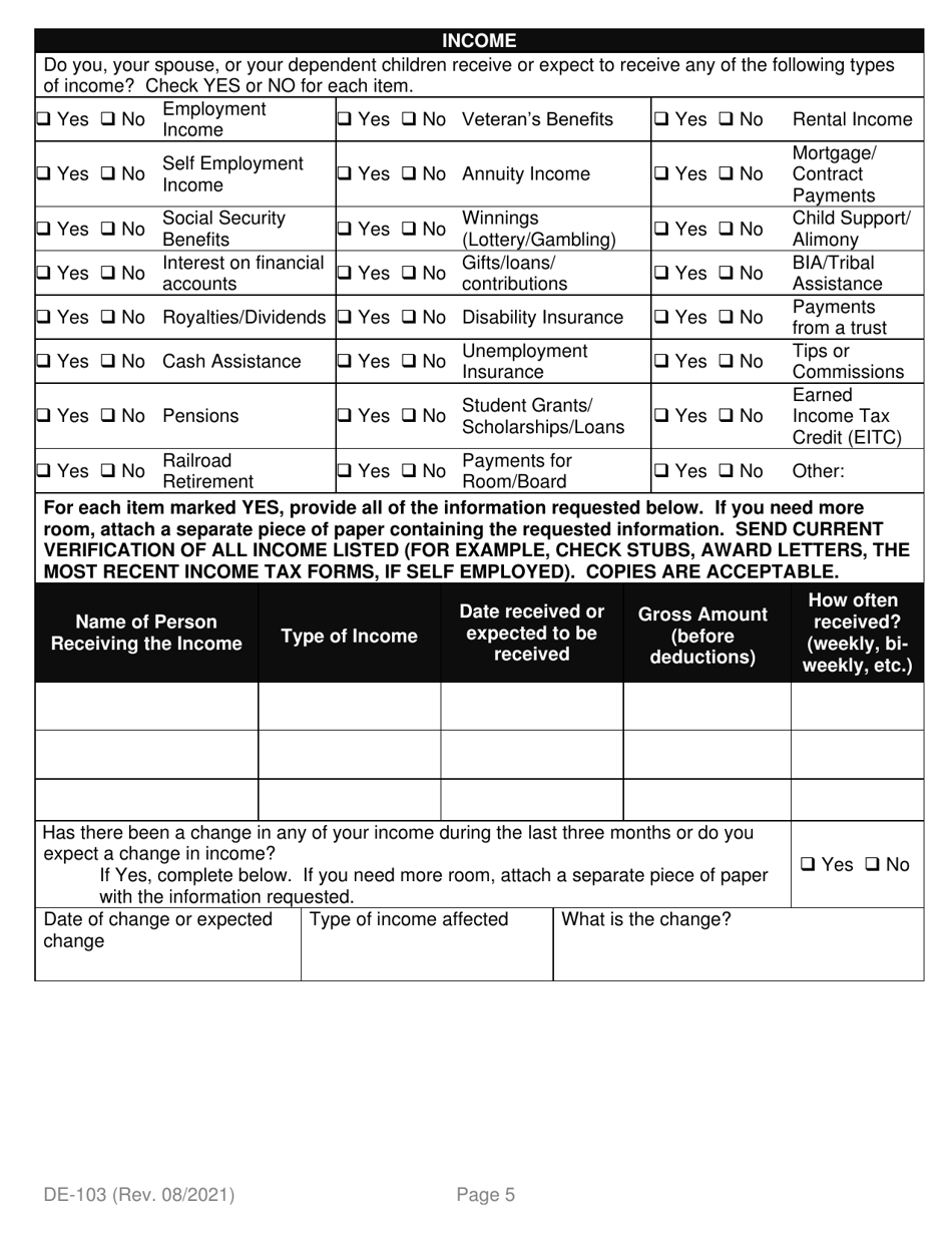 Form DE-103 Application for Ahcccs Health Insurance and Medicare Savings Programs - Arizona, Page 13