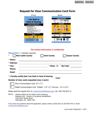 Request for Visor Communication Card Form - Delaware, Page 2
